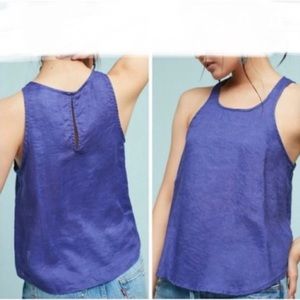 Maeve flowy purple top button back detail